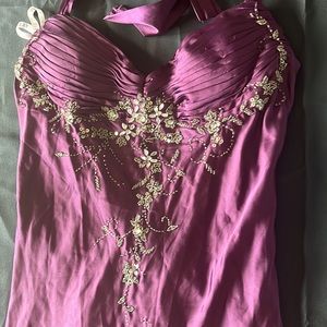 Y2K purple beaded flair formal dress